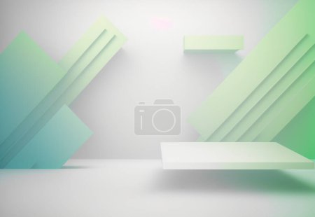 Photo for Abstract white and green geometric 3d background. - Royalty Free Image