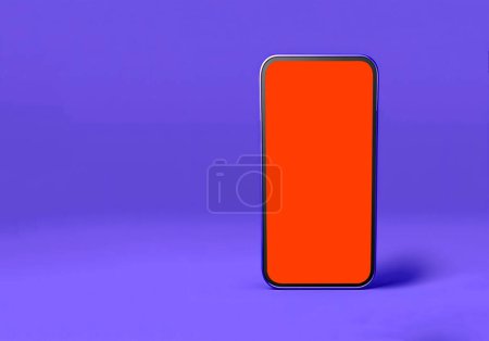 Photo for Purple new technology smartphone mockup design on purple background. 3D rendering. - Royalty Free Image