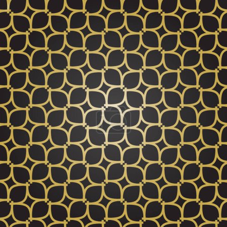 Ilustración de Adorno de vector sin costuras. Fondo ondulado moderno. Geométrico moderno patrón negro y dorado - Imagen libre de derechos