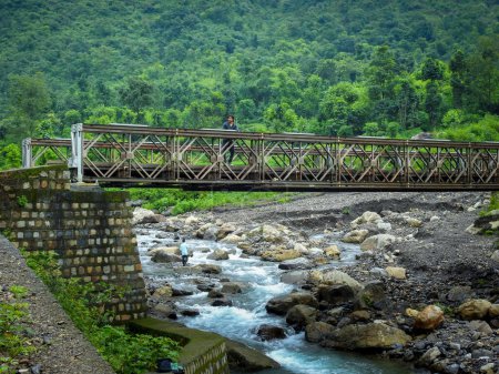 Photo for August 22nd 2018. Dehradun City India. Small bridge over Kali Gad river which is a tributary of Song River at the famous tourist destination, Sahasradhara - Royalty Free Image