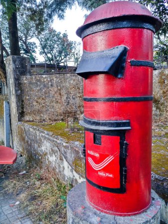 Photo for December 6th 2019 Dehradun City Uttarakhand India. India Post services. Vintage Red letter box. - Royalty Free Image