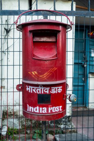 Photo for October 14th 2022 Dehradun City Uttarakhand India. India Post services. Vintage Red letter box. - Royalty Free Image