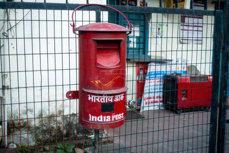 Photo for October 14th 2022 Dehradun City Uttarakhand India. India Post services. Vintage Red letter box. - Royalty Free Image