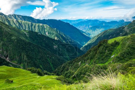 Photo for Beautiful mountains peaks and waterfalls in the background. Shrikhand Mahadev Kailash Himalaya Yatra. Himachal Pradesh India. - Royalty Free Image