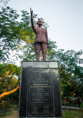 Photo for June 28th 2023, Uttarakhand, India. Freedom Fighter Martyr Kesari Chand statue at Gandhi Park, Dehradun City. - Royalty Free Image