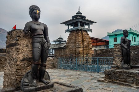 Feb.18th 2024, Uttarakhand India.Lakhamandal Temple Dvarapala: Ancient Sculptures of Doormen, Uttarakhand, India