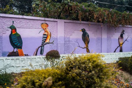 Téléchargez les photos : 11 janvier 2024, Uttarakhand Inde. Peintures murales animalières artistiques : Descriptions vibrantes d'animaux et d'oiseaux sur Rajpur Road, Dehradun, Uttarakhand, Inde. Initiative de développement des villes intelligentes - en image libre de droit