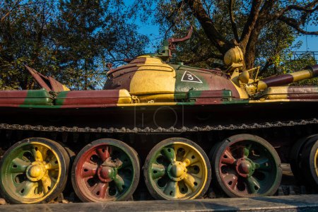 May 1st 2024, Dehradun Uttarakhand Inda. Out-of-Service Indian Battle Tank Exhibition in Dehradun City, Uttarakhand, India