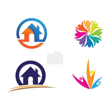 Téléchargez les illustrations : Conception d'illustration vectorielle de logo de bâtiment, modèle de logo immobilier, icône de symbole de logo - en licence libre de droit