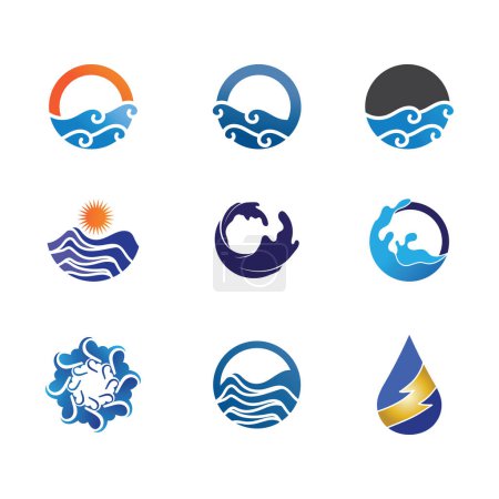 Ilustración de Ola y gota de agua Logo Plantilla vector ilustración diseño - Imagen libre de derechos