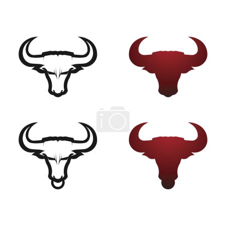 Téléchargez les illustrations : Bull corne logo et symbole modèle icônes app - en licence libre de droit