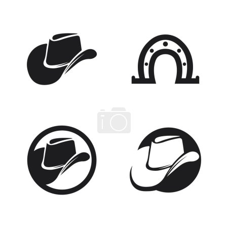 Ilustración de Vaquero sombrero logotipo imágenes icono vector y plantilla de diseño - Imagen libre de derechos