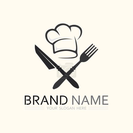 hat chef  and kitchen logo template vector illustration