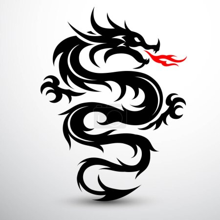 Téléchargez les photos : Modèle de symbole Dragon chinois, illustration vectorielle - en image libre de droit