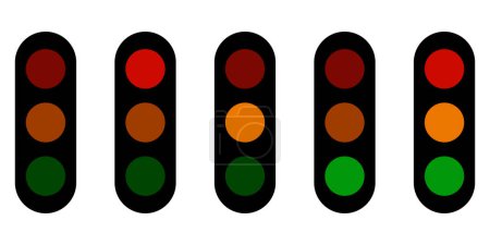 Photo for Set traffic light icons from off to all on - Royalty Free Image