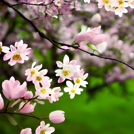 Photo for Pink flowers in the park, spring bloosom - Royalty Free Image