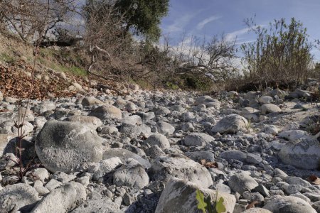 Foto de Invierno seco lecho rocoso del río en California. - Imagen libre de derechos