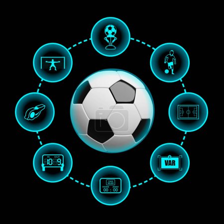 Soccer ball with lighting icons