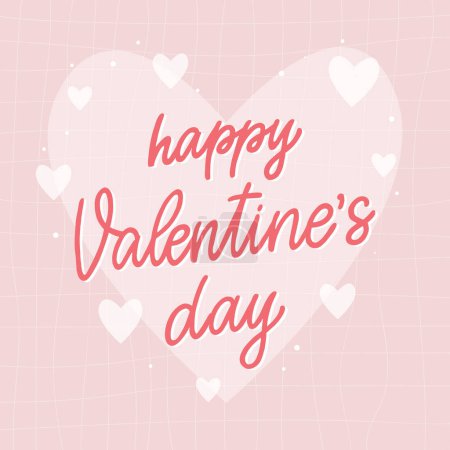 Foto de Feliz día de San Valentín frase de letras vintage decorada con corazones sobre fondo rosa para tarjetas de felicitación, carteles, impresiones, pancartas, invitaciones, etc. EPS 10 - Imagen libre de derechos