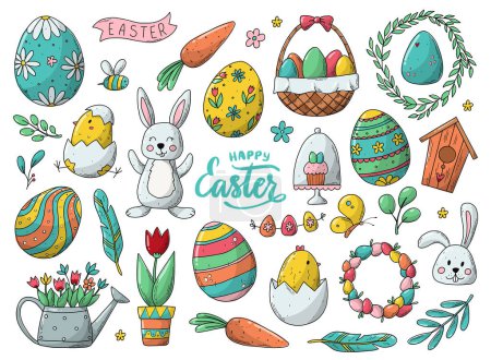 Foto de Easter doodles, cartoon sketches for stickers, prints, cards, signs, labels, icons, etc. EPS 10 - Imagen libre de derechos