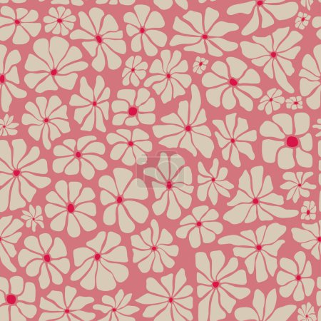 Foto de Patrón sin costuras de flores abstractas, elementos florales inspirados en Matisse sobre fondo rosa para papel pintado, estampados textiles, papelería, decoración de vivero, papel de envolver, empaquetado, carteles, etc. EPS 10 - Imagen libre de derechos