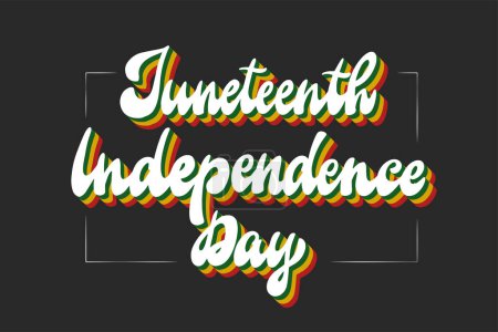 Foto de Juneteenth Independence Day groovy lettering quote on black background for greeting cards, posters, prints, stickers, banners, invitations, apparel decor. Libertad negra. EPS 10 - Imagen libre de derechos