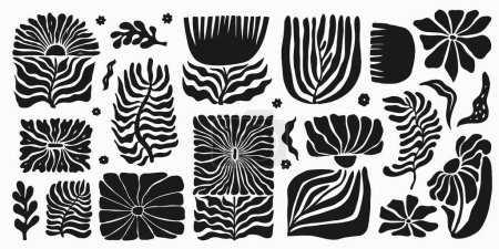 Foto de Conjunto de formas geométricas y orgánicas inspiradas en Matisse. garabato floral de naturaleza contemporánea abstracta para logotipos, patrones, carteles, portadas y postales. EPS 10 - Imagen libre de derechos
