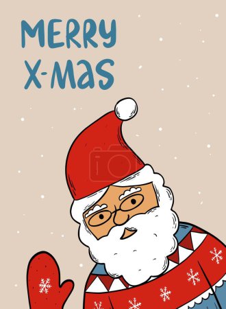 Foto de Feliz Navidad lettering cita decorada con Santa Claus dibujado a mano para la tarjeta de felicitación, cartel, impresión, invitación, bandera, plantilla, etc. EPS 10 - Imagen libre de derechos