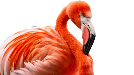 Photo for A detailed and vibrant close-up of a flamingo showcasing its feathers and colors. - Royalty Free Image