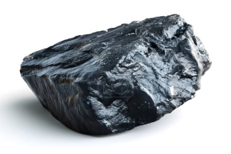 Esta imagen resalta la belleza natural y el detalle de una sola pieza de obsidiana negra, una roca ígnea formada por lava volcánica.