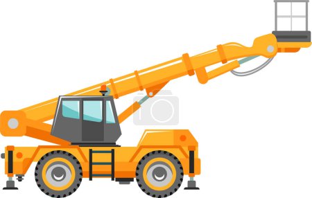 Illustration for Aerial Work Platform Bucket Truck Icon in Flat Style. - Royalty Free Image