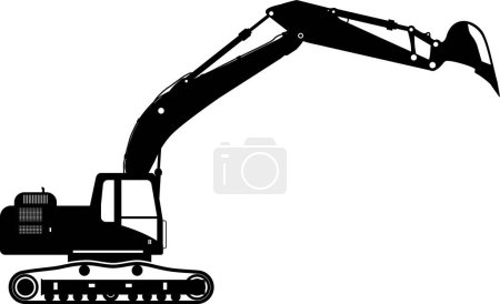 Illustration for Silhouette of Excavator Icon in Flat Style. - Royalty Free Image