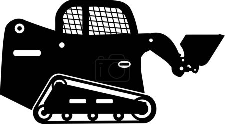 Illustration for Silhouette of Skid Steer Loader with Bucket and Track Icon in Flat Style. - Royalty Free Image