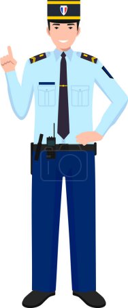 Illustration for Standing French Policeman Gendarme and Traditional Uniform Character Icon in Flat Style. - Royalty Free Image