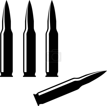 Rifle Cartridges Isolated Icon in Flat Style.