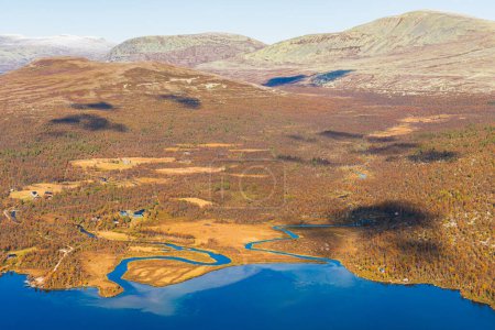 Photo for Aerial landscape of lakes and mountains, Sweden. - Royalty Free Image