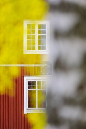 Photo for Farmhouse windows in Munkfors, Vramland, Sweden, Europe - Royalty Free Image