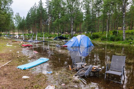 Photo for Flooded camping after heavy rain. - Royalty Free Image