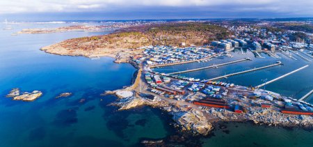 Photo for Panorama aerial view of harbor during winter - Royalty Free Image