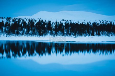 Photo for Reflection of snow covered mountain - Royalty Free Image