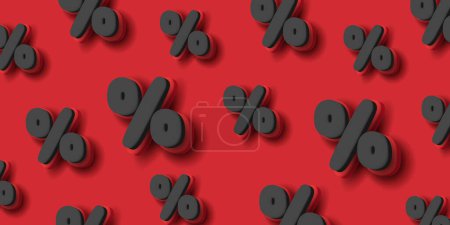 Illustration for Business background with rounded 3d black percent symbols on red volume backgroud texture - Royalty Free Image