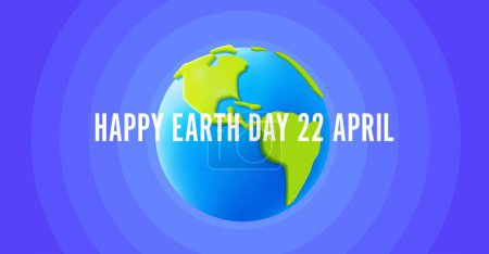 Ilustración de Happy Earth Day background. Cartoon 3d planet Earth with greeting letters - Imagen libre de derechos
