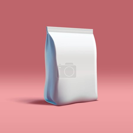 Ilustración de Paquete realista del bolso de la maqueta del renderizado 3d para el limpiador o la comida de la mascota, paquete suave blanco, estilo aislado de la historieta - Imagen libre de derechos