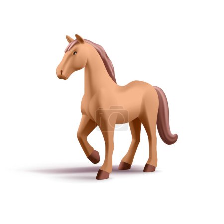 Illustration for Horse 3D. Realistic modern image of a horse that goes for the concepts of farming activities, horse racing, breeding species of horses. Vector illustration - Royalty Free Image
