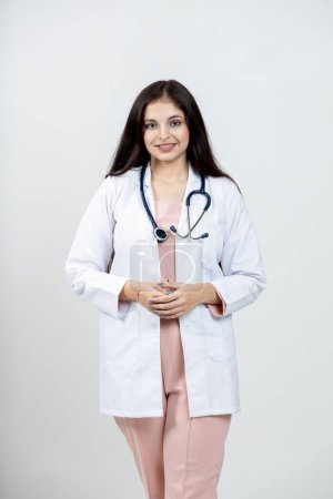 Photo for Portrait of Indian Female doctor on Isolated background ,Health care concept - Royalty Free Image
