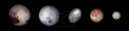 Foto de Fotografía generada digitalmente de los planetas enanos Plutón, Eris, Haumea, Makemake y Ceres en el sistema solar. - Imagen libre de derechos