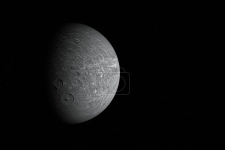 Téléchargez les photos : Digitally generated photograph of the Dione, the moon of Saturn. - en image libre de droit