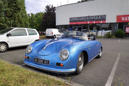 Photo for Lamorlaye, France - July 18 2020: Porsche 356 Speedster - A 1600S parked outside a store. - Royalty Free Image