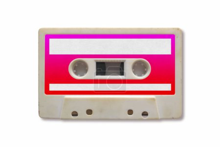 Photo for Close-up on a cassette tape isolated on white background. - Royalty Free Image