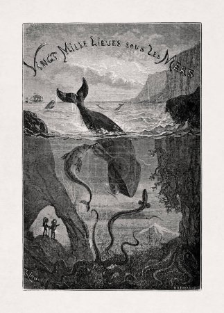 Photo for Illustration made by Edouard Riou in 1871 for Twenty Thousand Leagues Under the Seas by Jules Verne. - Royalty Free Image